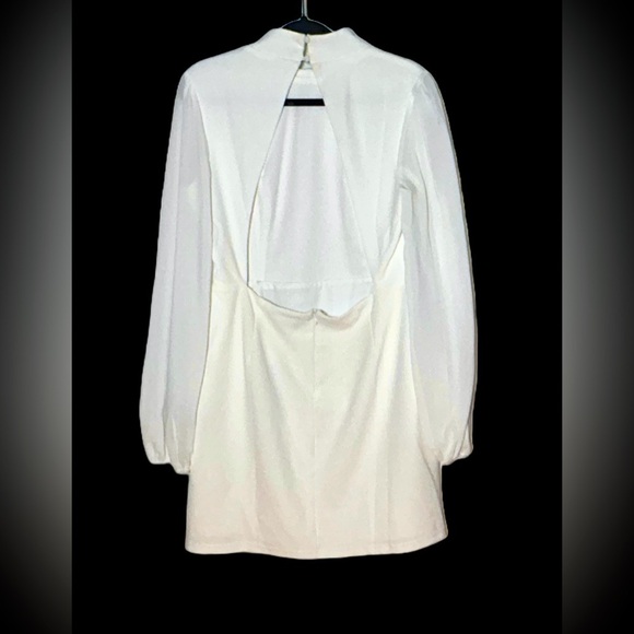 NWT Lulus Exceptionally Flirty White Long Sleeve Backless Mini Dress, Size XL - Picture 5 of 14